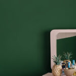 Antoinette and Amsterdam Green bedroom, mid century modern, Wall Paint, Paris Grey floorboards, Linen Union image 3