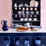 Antoinette-kitchen-Napoleonic-Blue-stools-and-breakfast-bar-Oxford-Navy-dresser