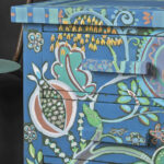 Giverny bed side table chest of drawers, The Colourist cover, Detail Brush botanical scene, Graphite Wall Paint image 2